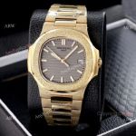 Copy Patek Philippe Nautilus Frosted Gold Watch with Luminous Dial Markers